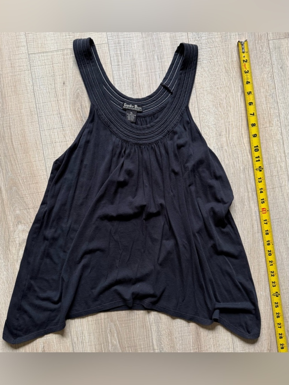Lucky Tees  Black Pleated Scoop Neck Tank size XL good / new condition.